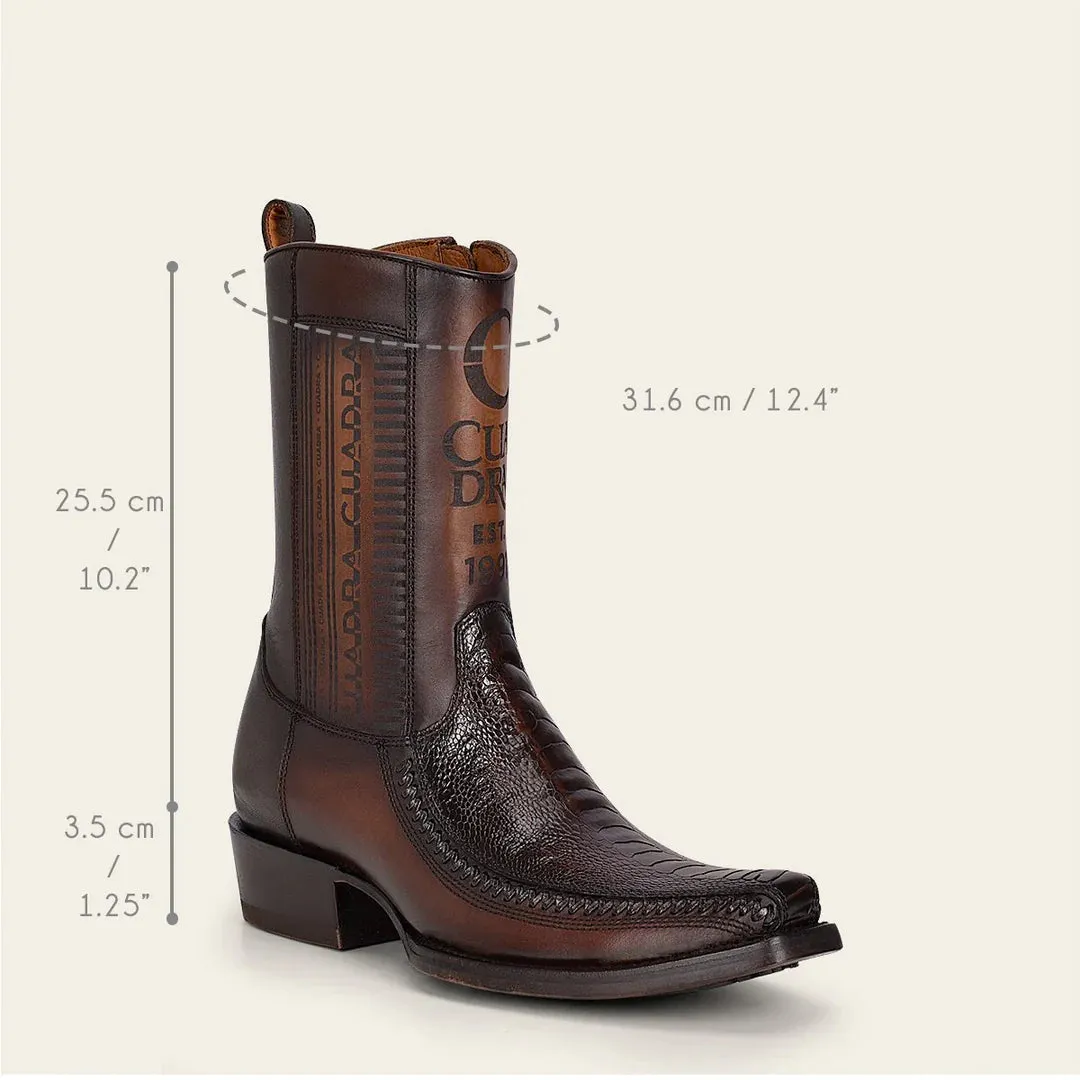 1J2KPT - Cuadra brown dress cowboy ostrich leg zip ankle boots for men