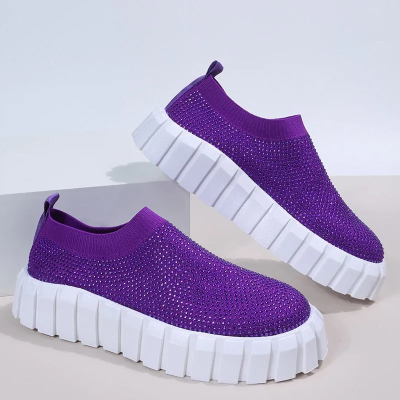 2022 Bling Bling Female Mesh Platform Vulcanized Shoes