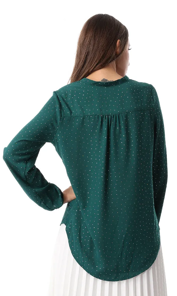 54318 Dark Green Cool Buttoned Blouse