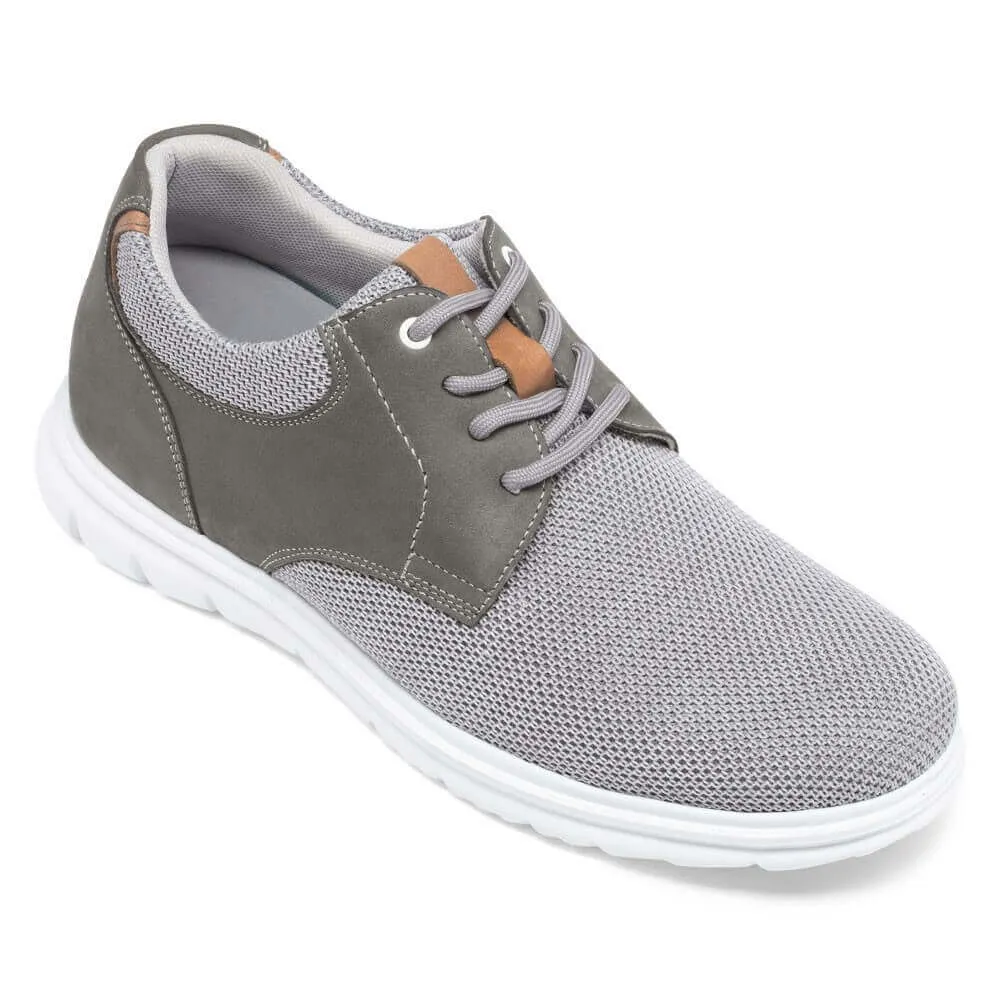 7CM / 2.76 Inches CMR CHAMARIPA Men's Elevator Shoes Grey Knit Casual Shoes For Short Men That Make You