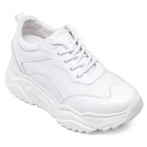 8 CM/3.15 Inches CMR CHAMARIPA Elevate Shoes - Women's White Wedge Sneakers