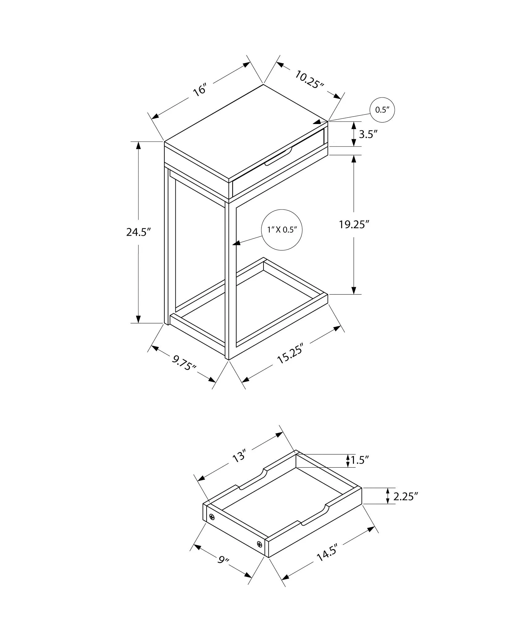 Accent Table - Black / Black Metal With A Drawer