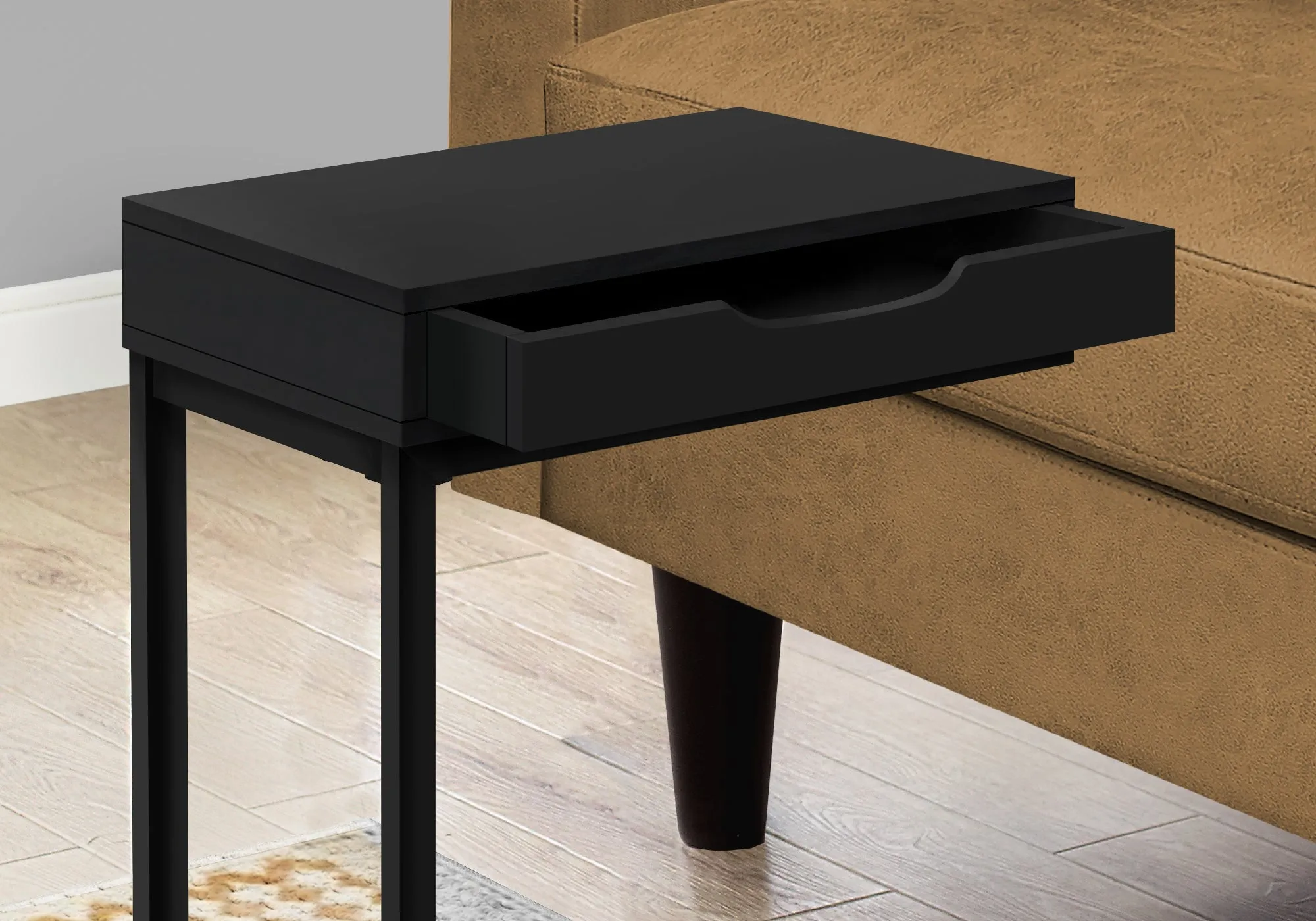 Accent Table - Black / Black Metal With A Drawer