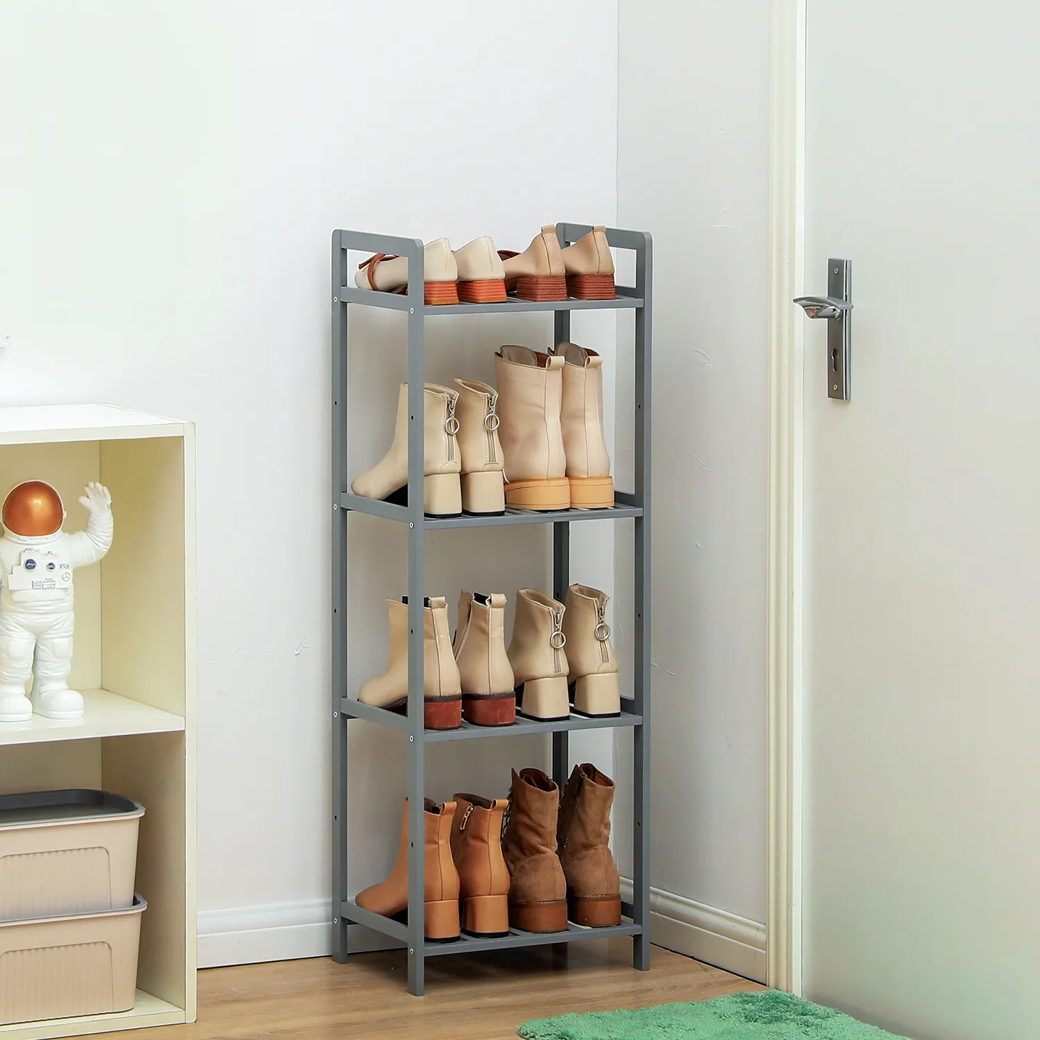 Adjustable Shoe Rack Entryway Shelf Organizer - 4 Tier - Gray