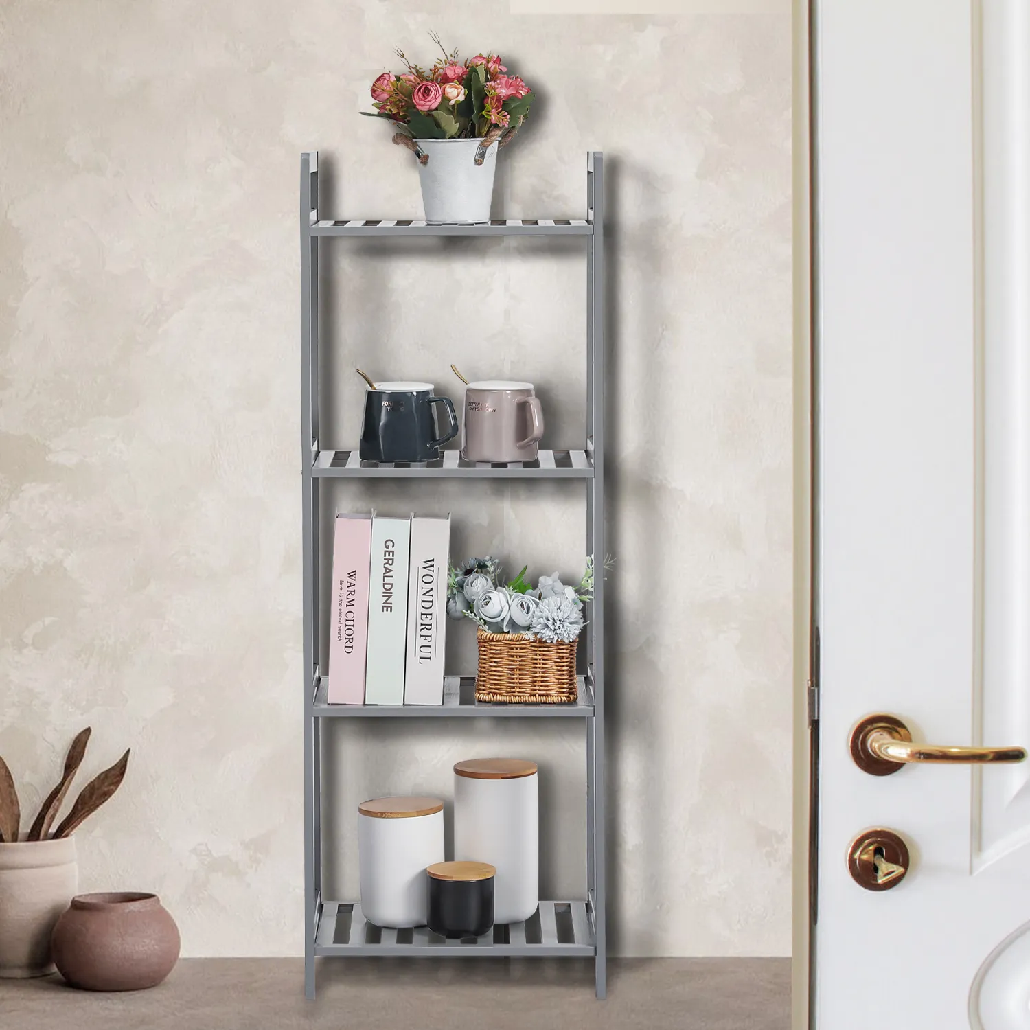 Adjustable Shoe Rack Entryway Shelf Organizer - 4 Tier - Gray