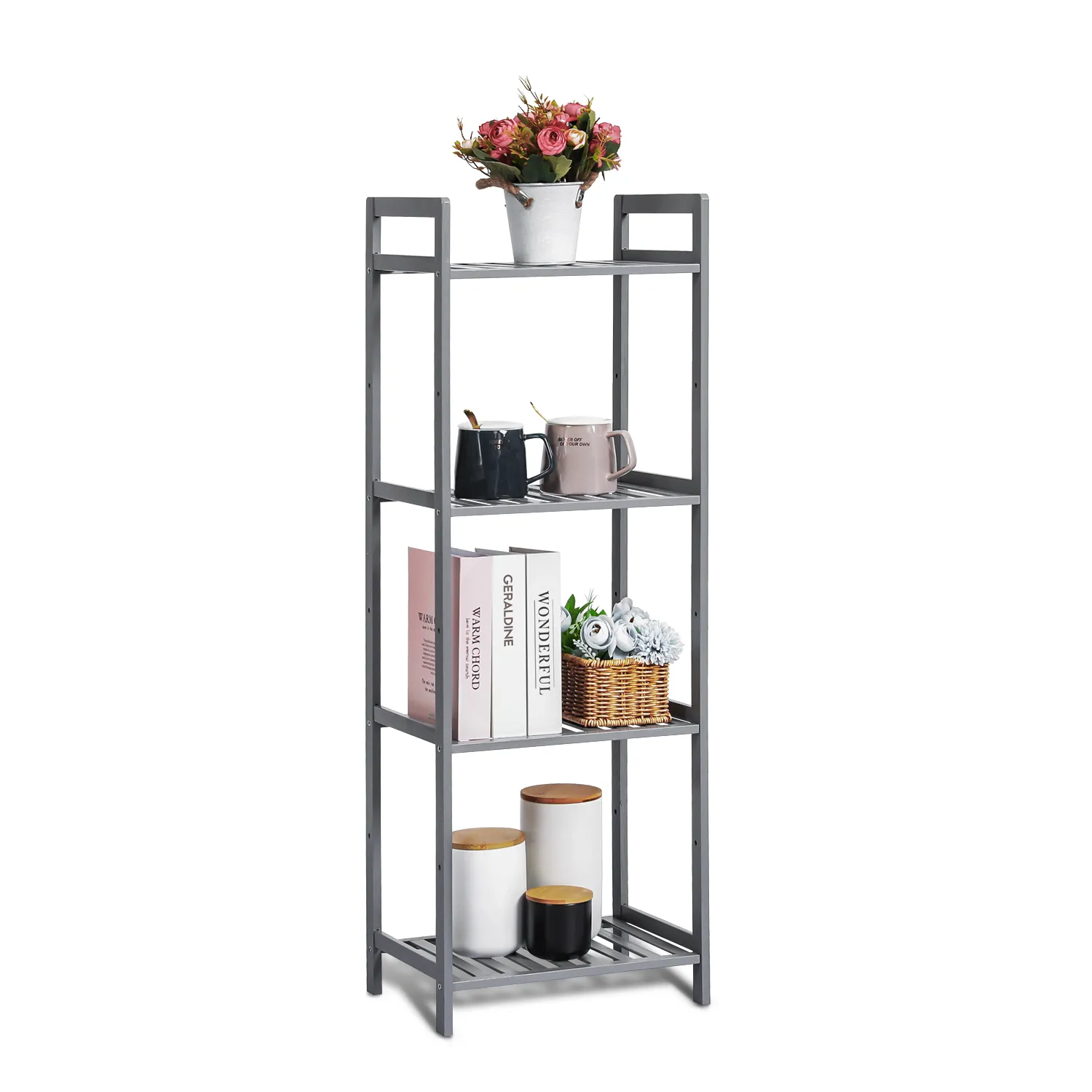 Adjustable Shoe Rack Entryway Shelf Organizer - 4 Tier - Gray