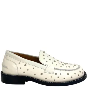 Alpe Off White Leather Slip On Loafers