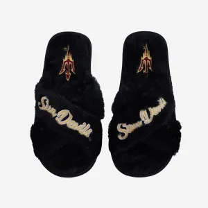 Arizona State Sun Devils Womens Script Wordmark Fur Cross Slide