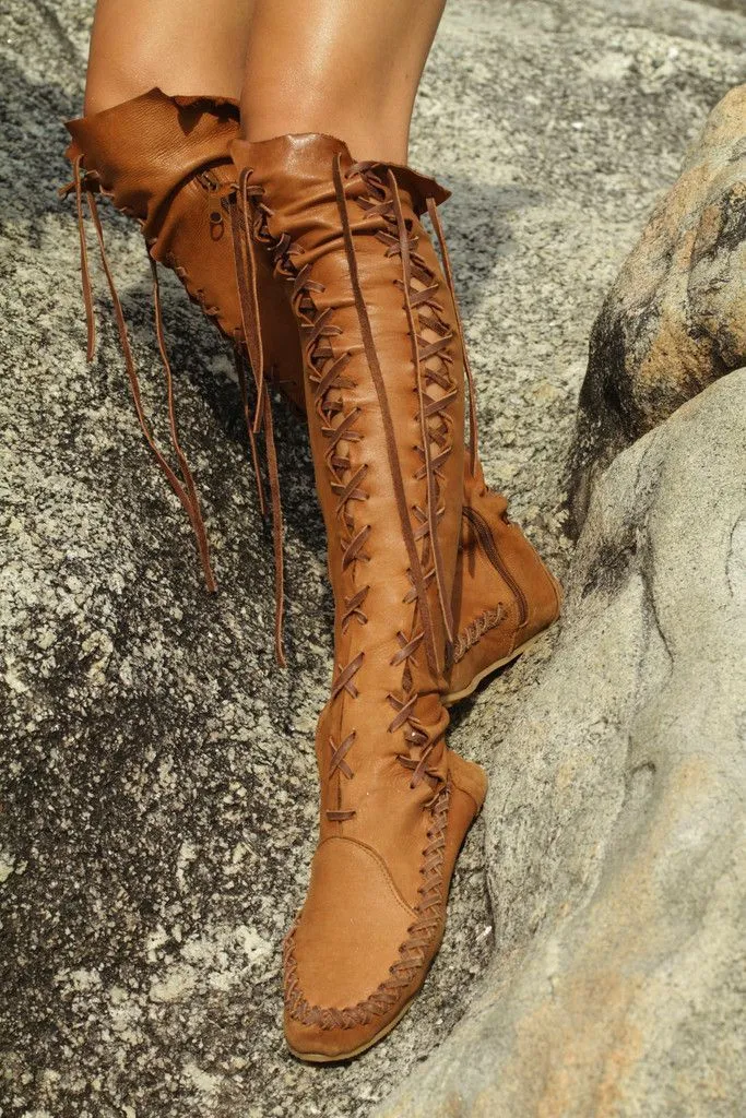 Autumn and Winter flat boots over knee high boots large size boots