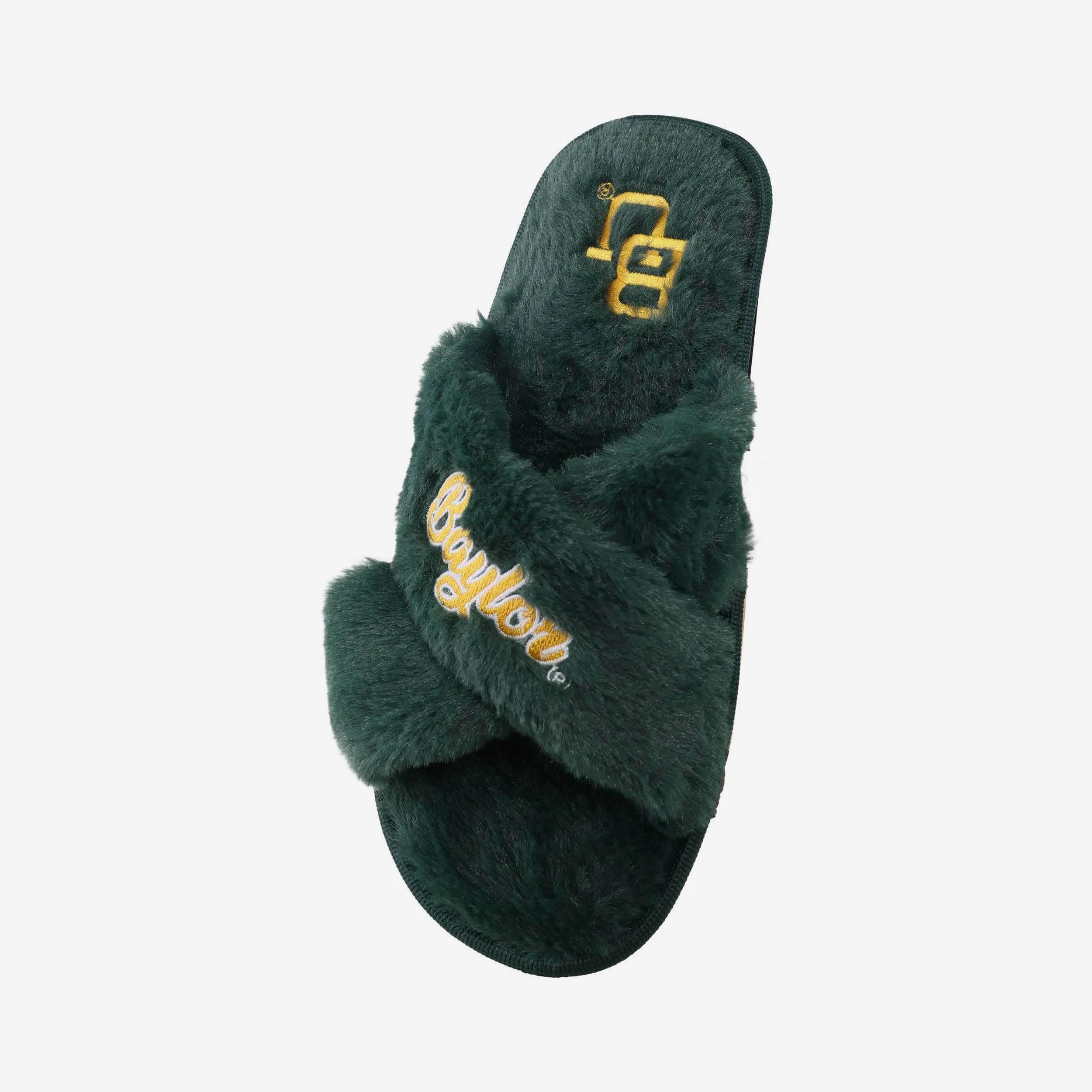 Baylor Bears Womens Script Wordmark Fur Cross Slide