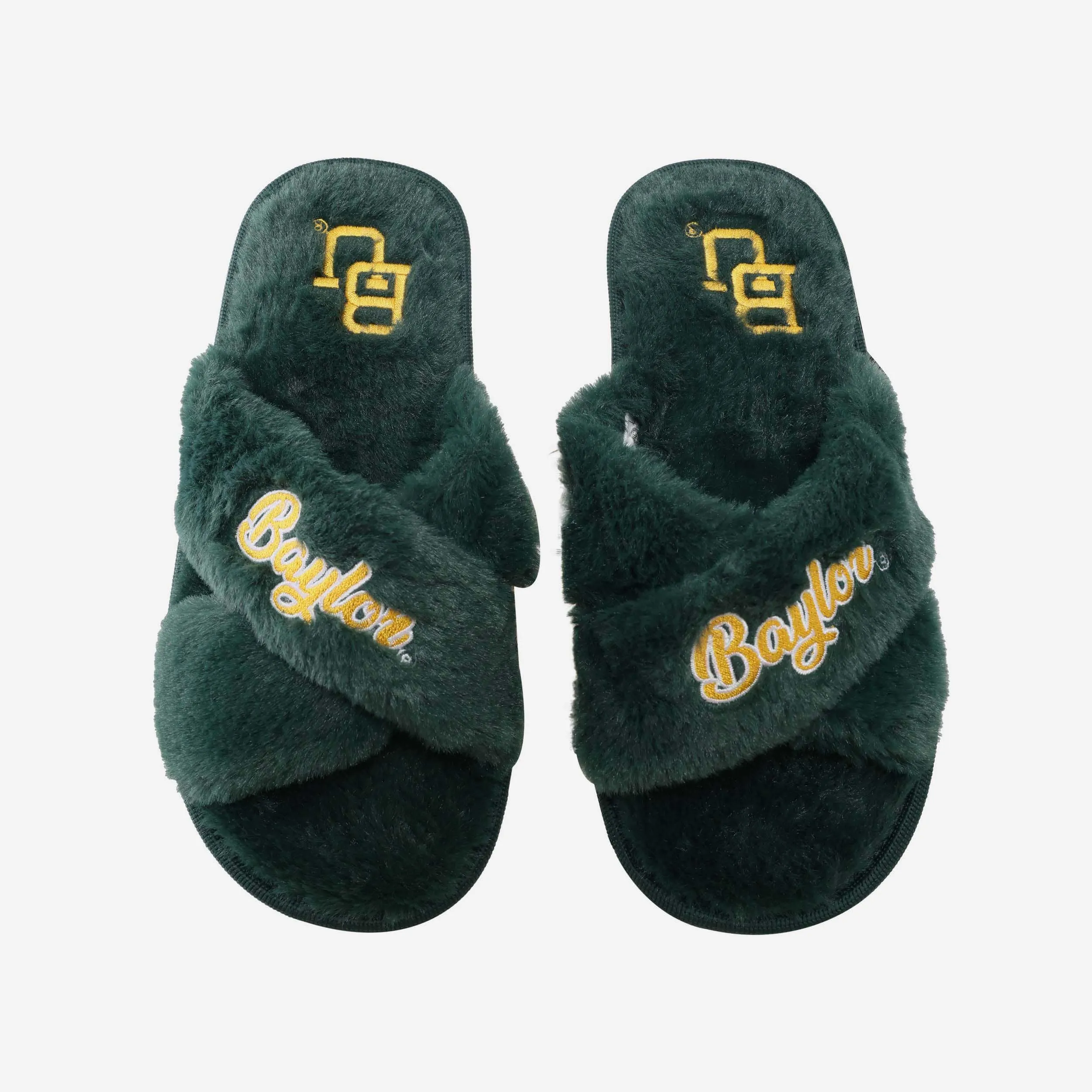 Baylor Bears Womens Script Wordmark Fur Cross Slide