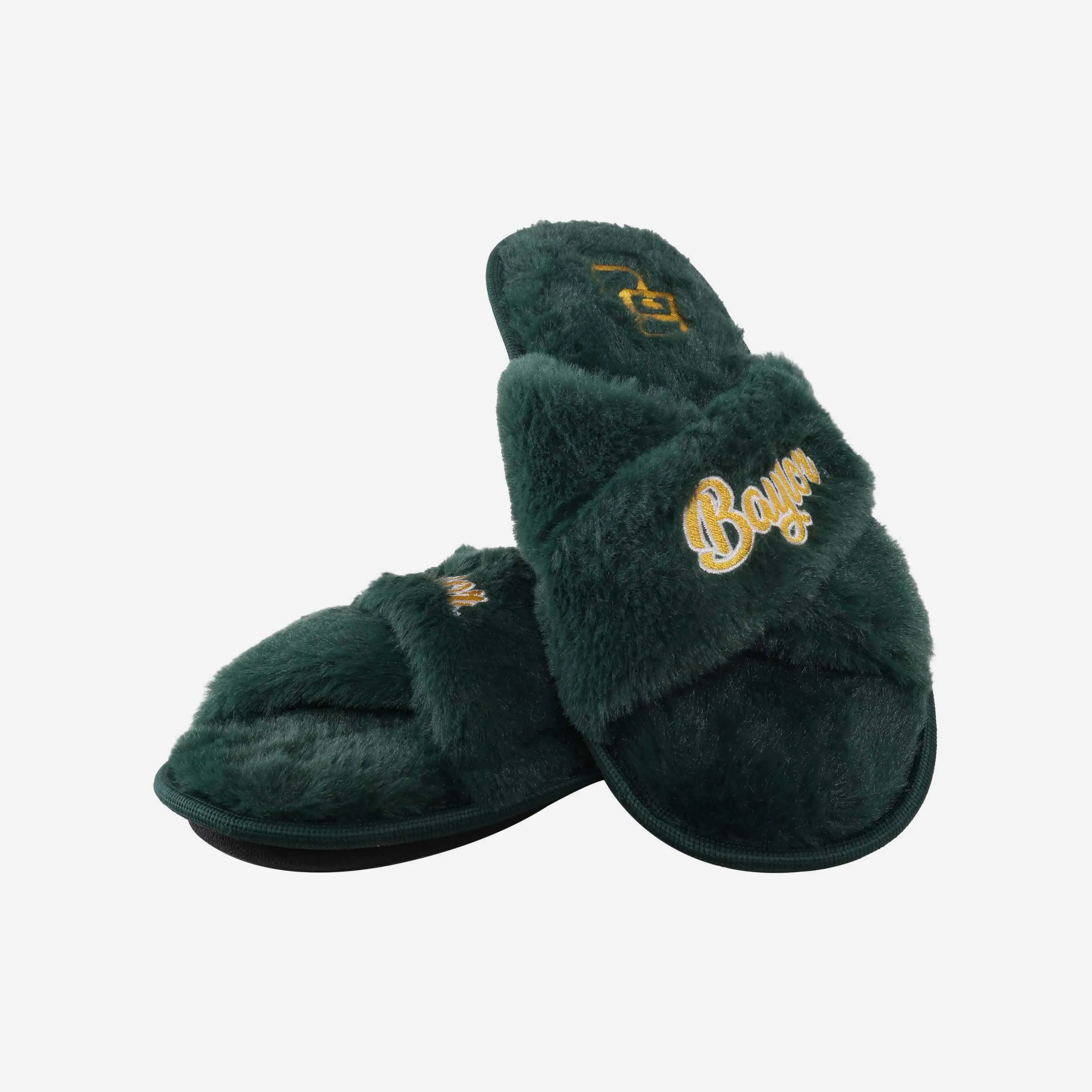 Baylor Bears Womens Script Wordmark Fur Cross Slide