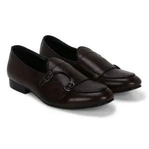 Bello Brown Double Monk Loafers