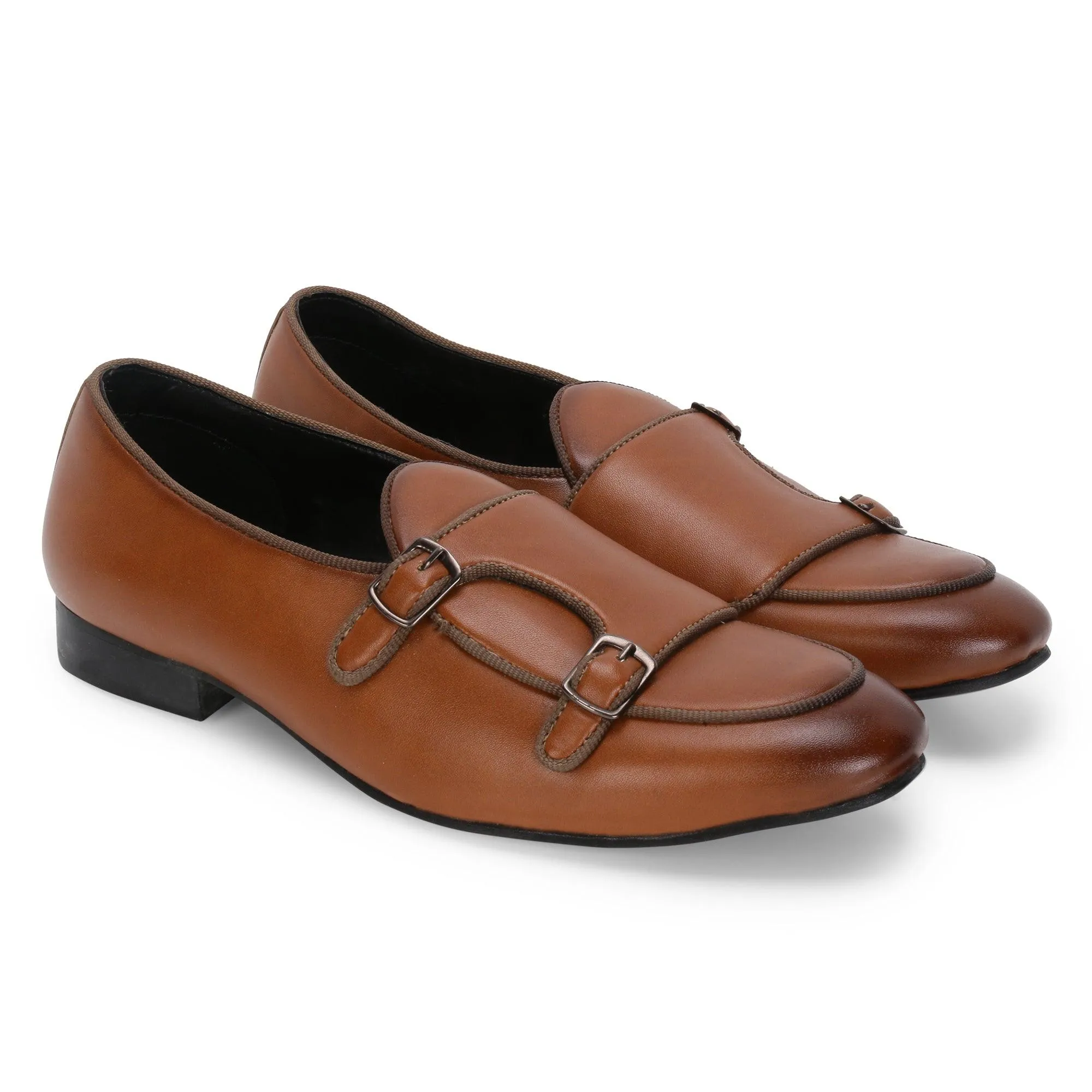 Bello Tan Double Monk Loafers