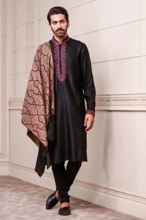 Black Self-Textured Kurta Set