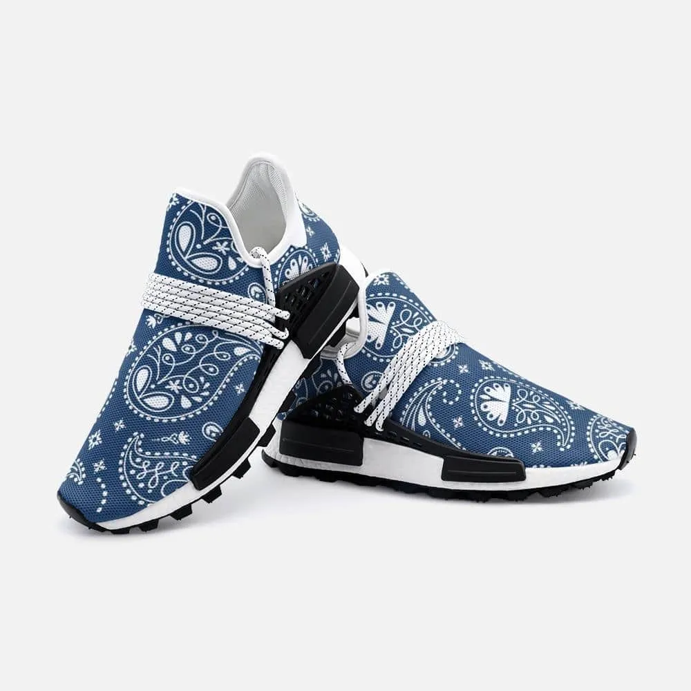 Blue paisley bandana pattern  Unisex Lightweight Custom shoes