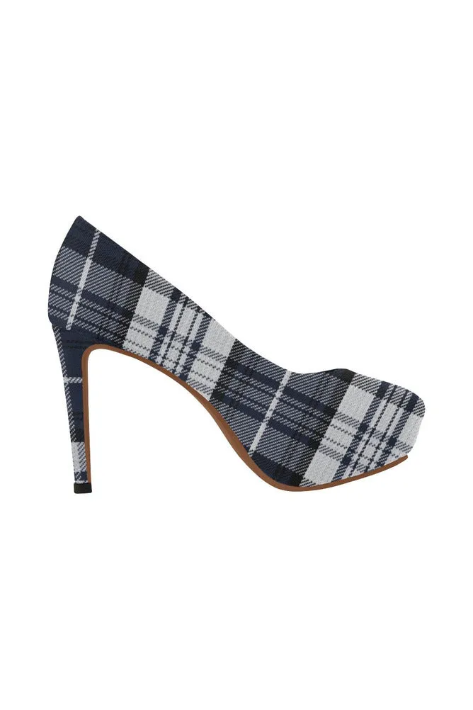 blue tartan heel Women's High Heels (Model 044)