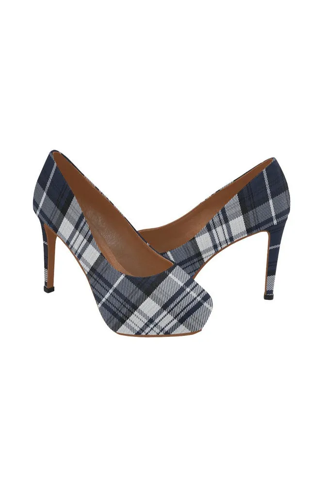 blue tartan heel Women's High Heels (Model 044)