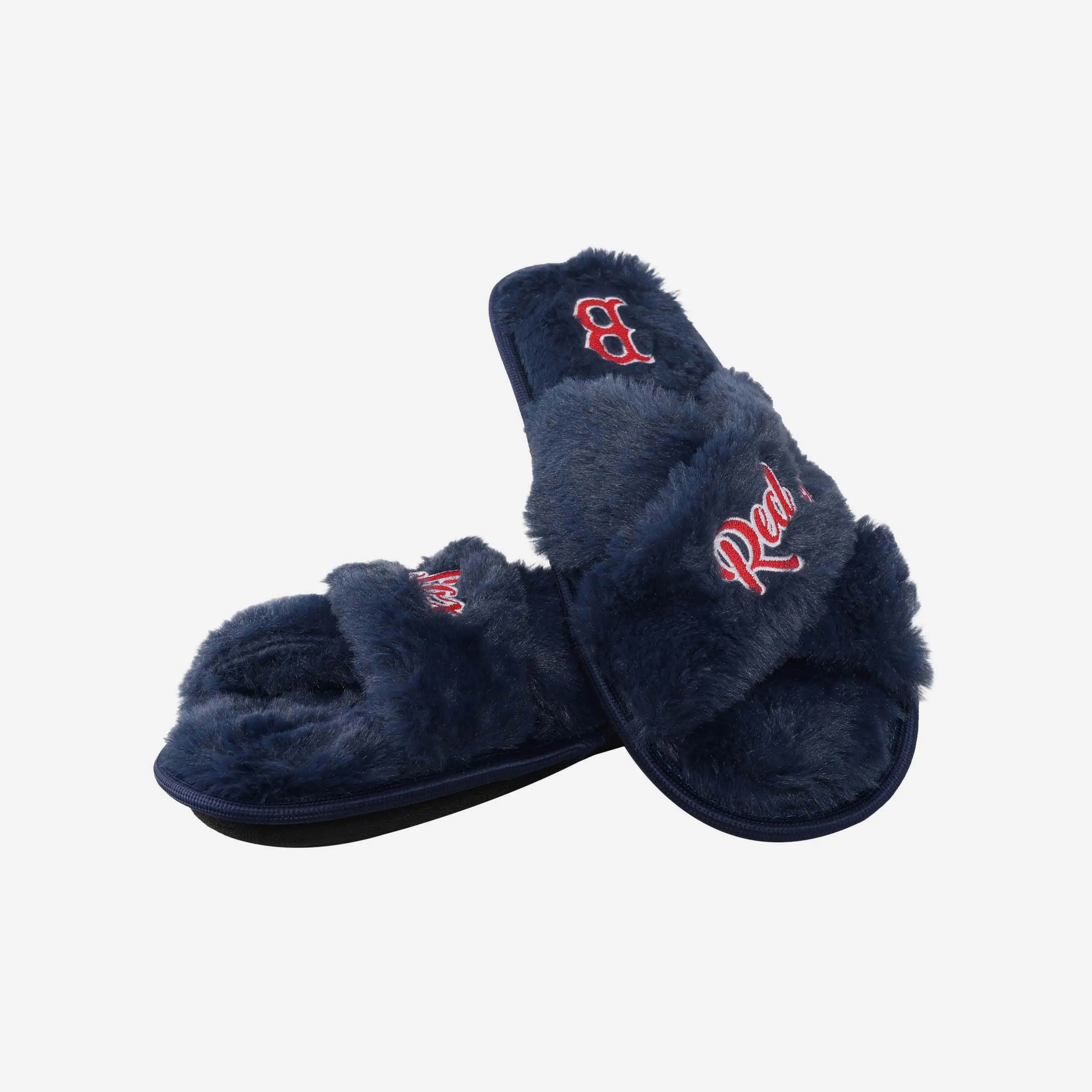 Boston Red Sox Womens Script Wordmark Fur Cross Slide