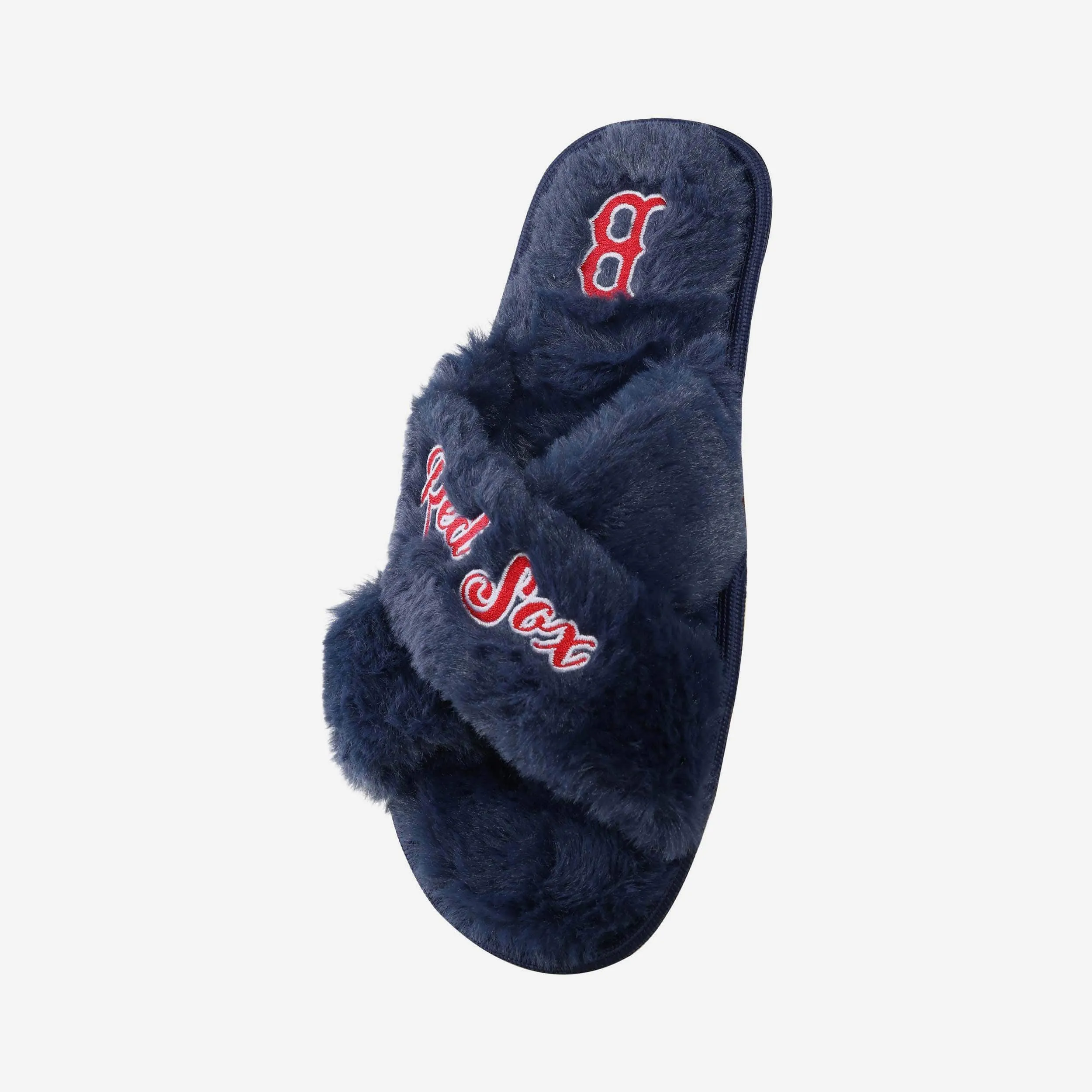 Boston Red Sox Womens Script Wordmark Fur Cross Slide