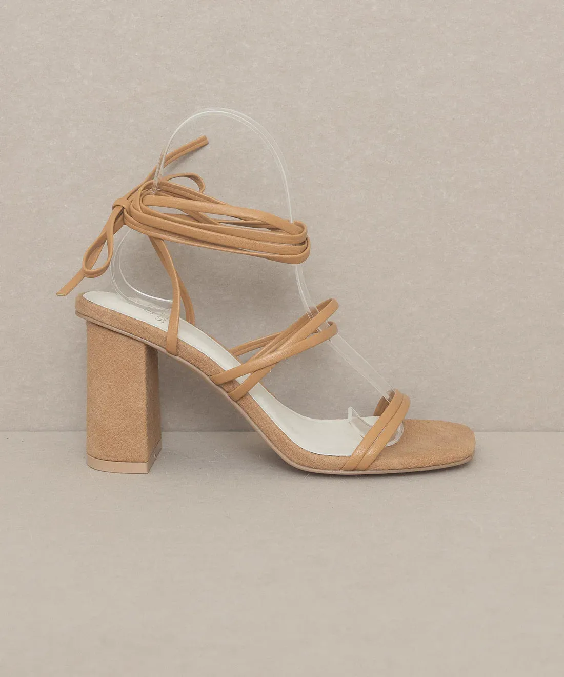 Brinley Python Block Heels in Camel