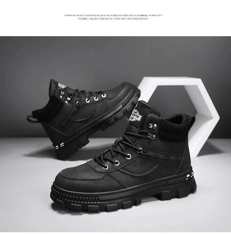 British Style Retro Trendy Workwear Thick-soled Non-slip Wear-resistant High-top Martin Boots