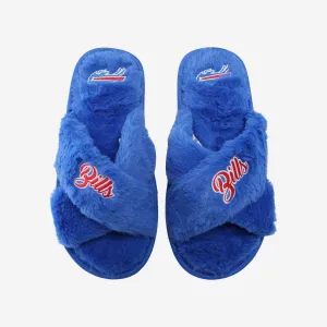 Buffalo Bills Womens Script Wordmark Fur Cross Slide