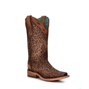 C3788 - Corral sand leopard western roper goatskin boots for women