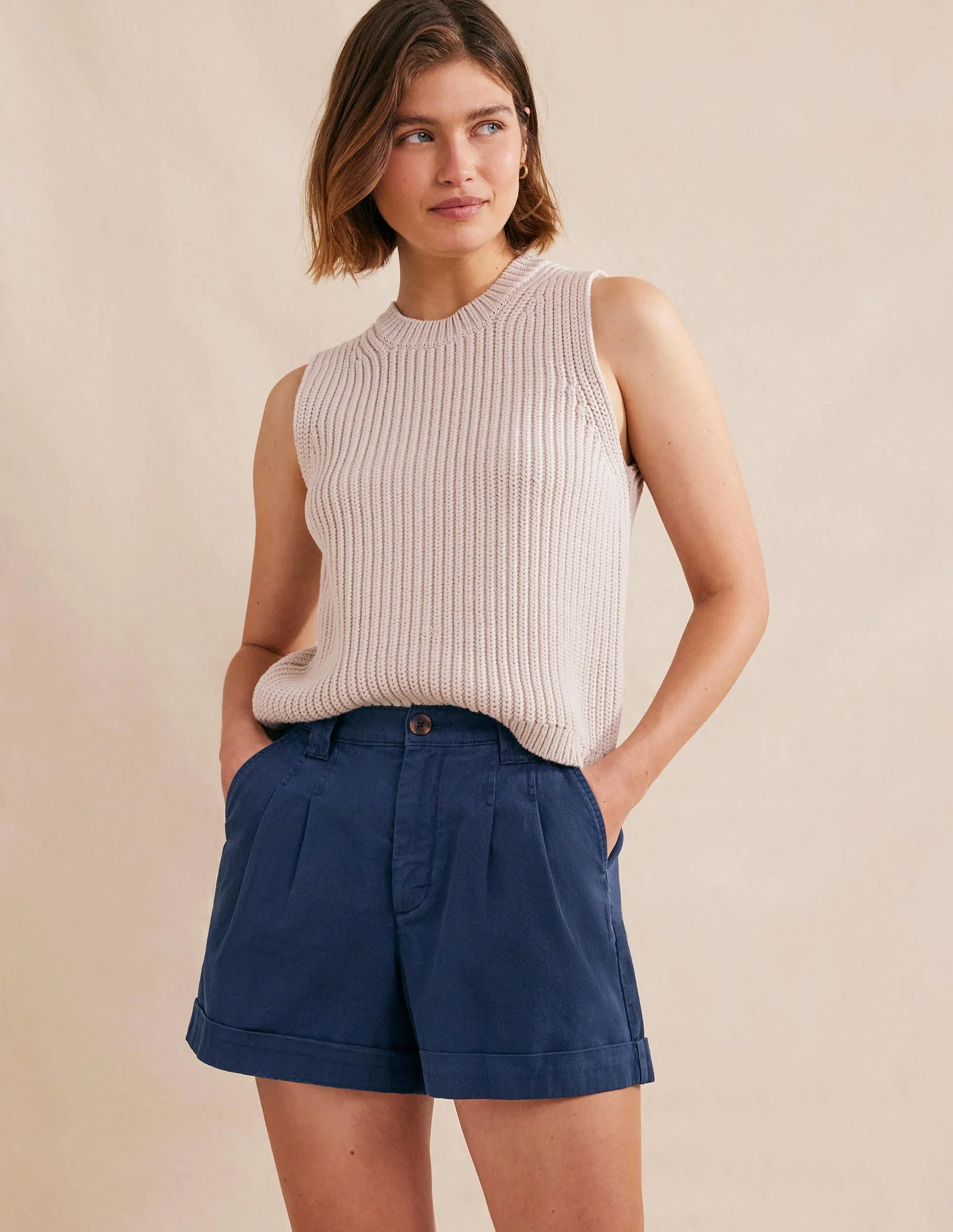 Casual Cotton Shorts-Night Blue