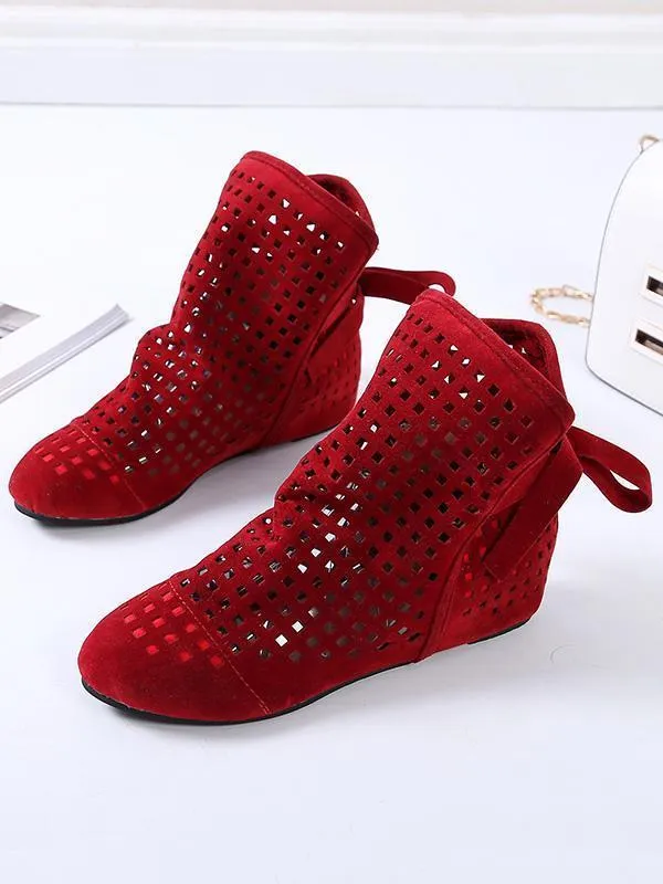 Casual Hollow Bandage Boots Shoes