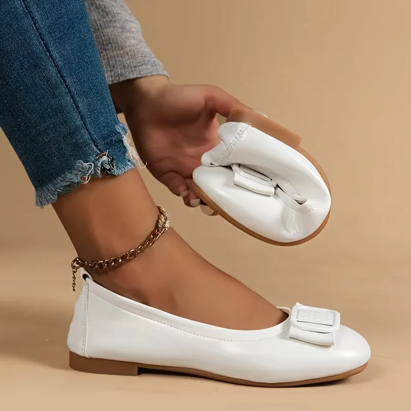 Chic Buckle-Embellished Slip-On Flats - Comfortable Soft Sole, Versatile Styling for Everyday Wear