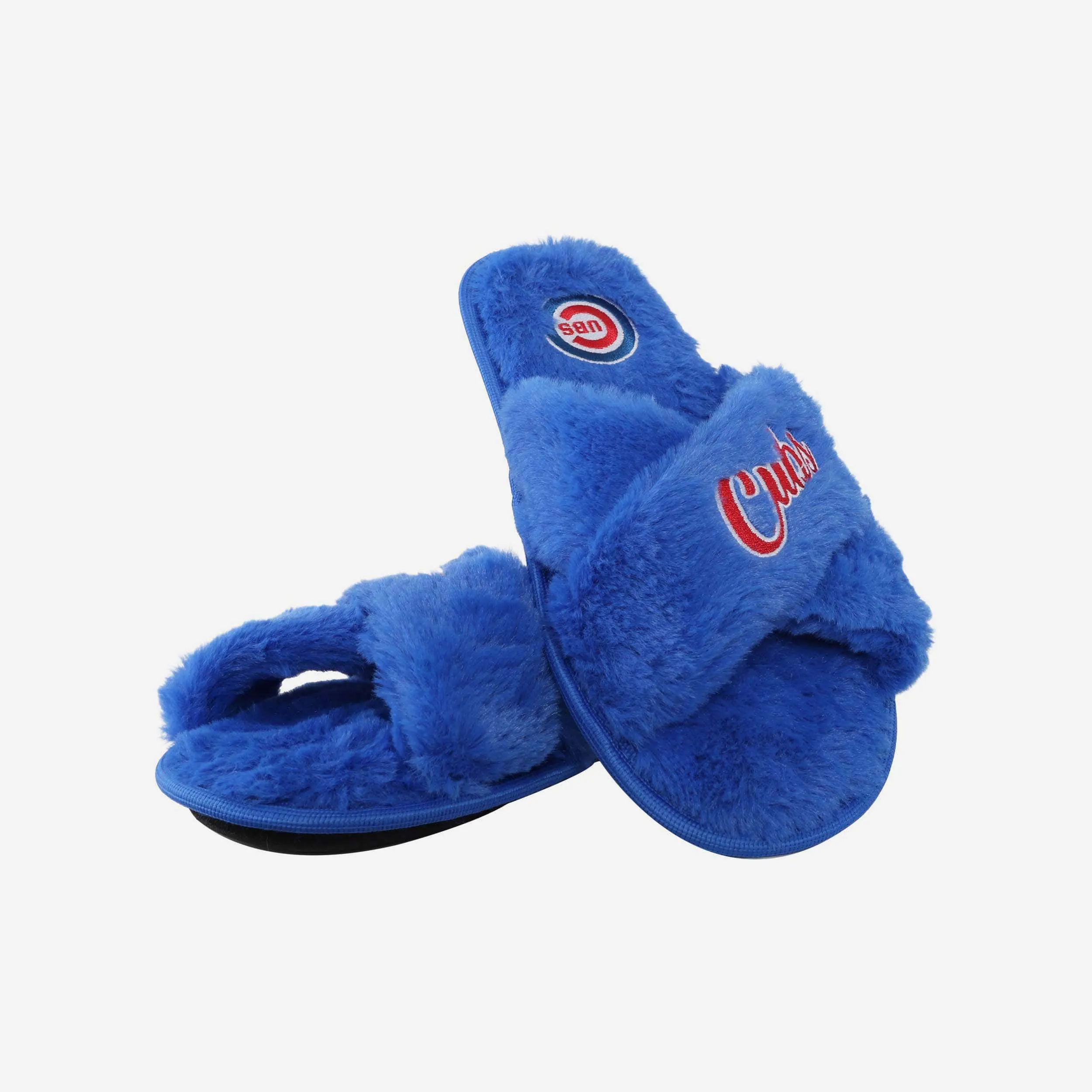 Chicago Cubs Womens Script Wordmark Fur Cross Slide