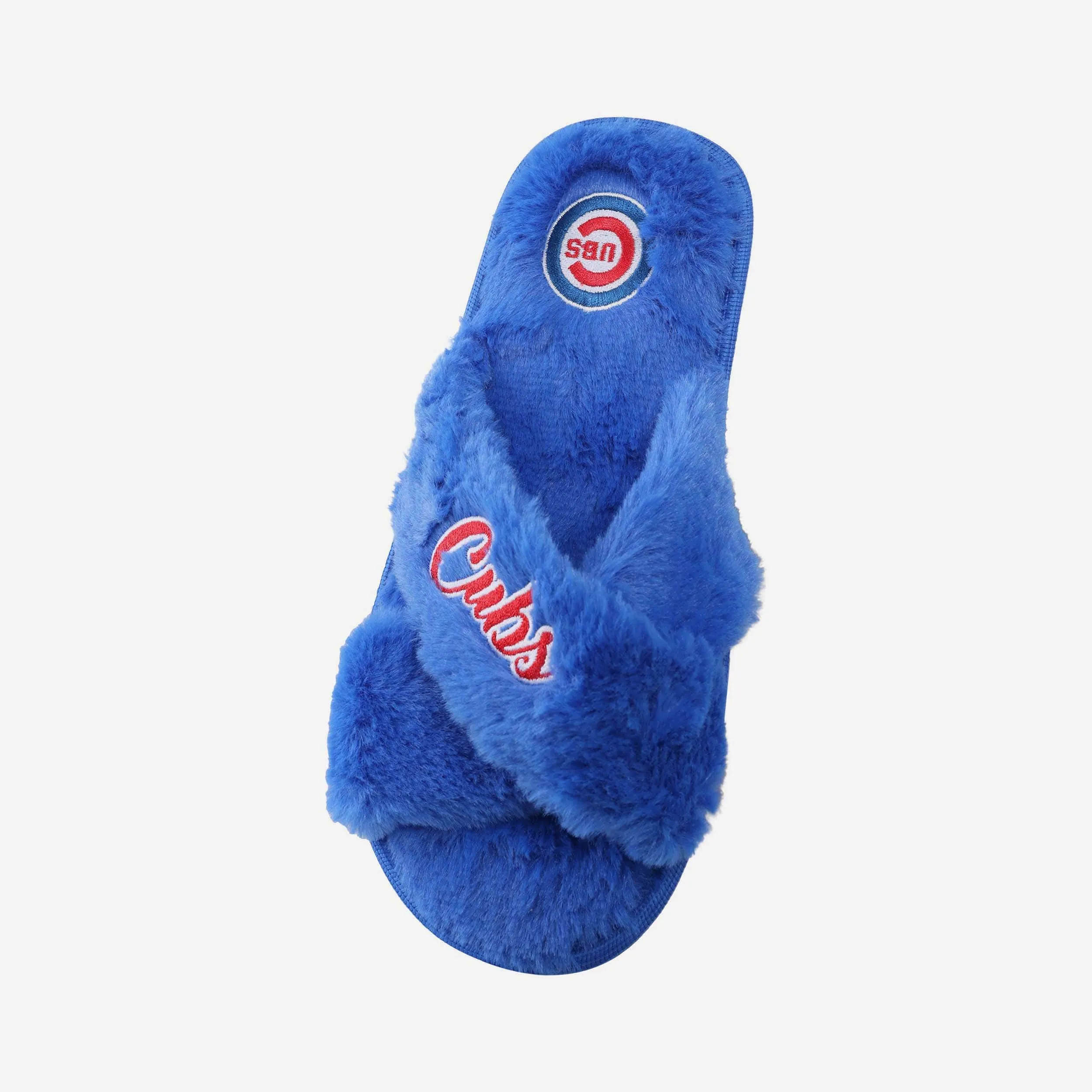 Chicago Cubs Womens Script Wordmark Fur Cross Slide