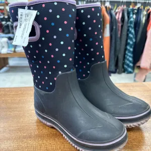 Children's Waterproof Rain Boots with Polka Dots: Black with Multicolored Dots-children-12T