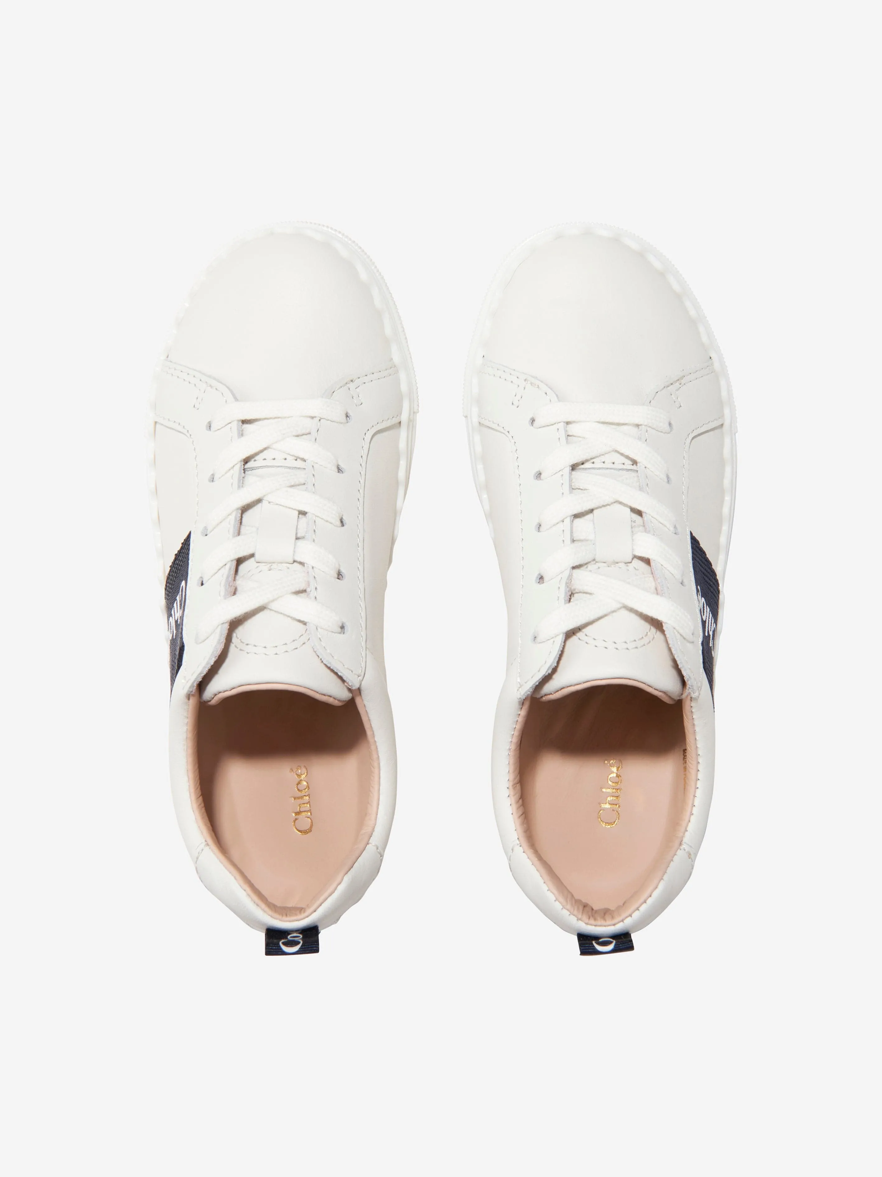 Chloé Girls Leather Logo Trainers in White