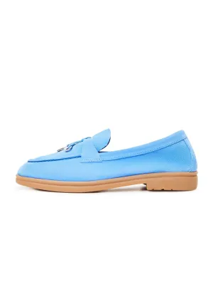 Classic Flat Sole Loafers - Light blue