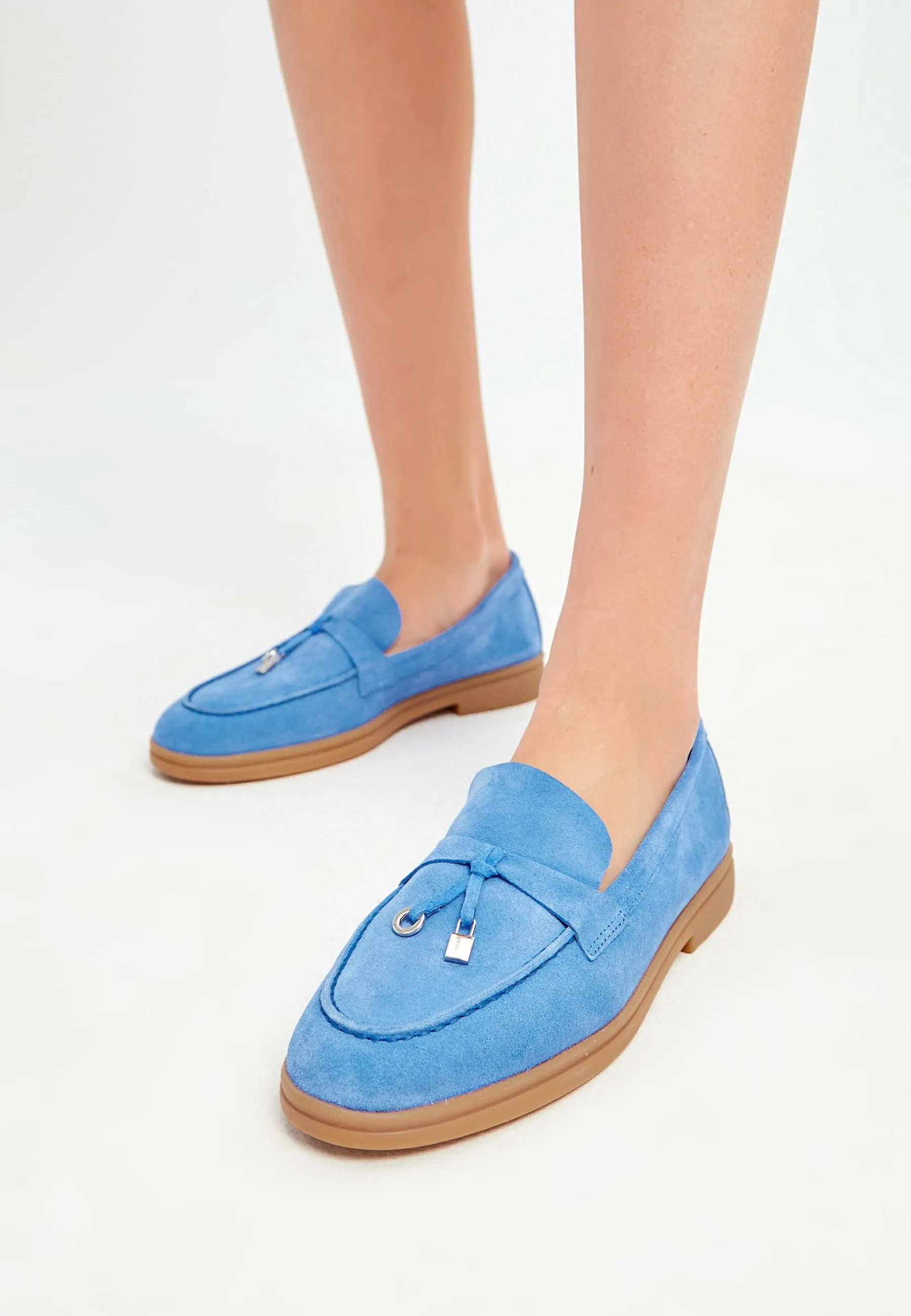 Classic Flat Sole Loafers - Light blue