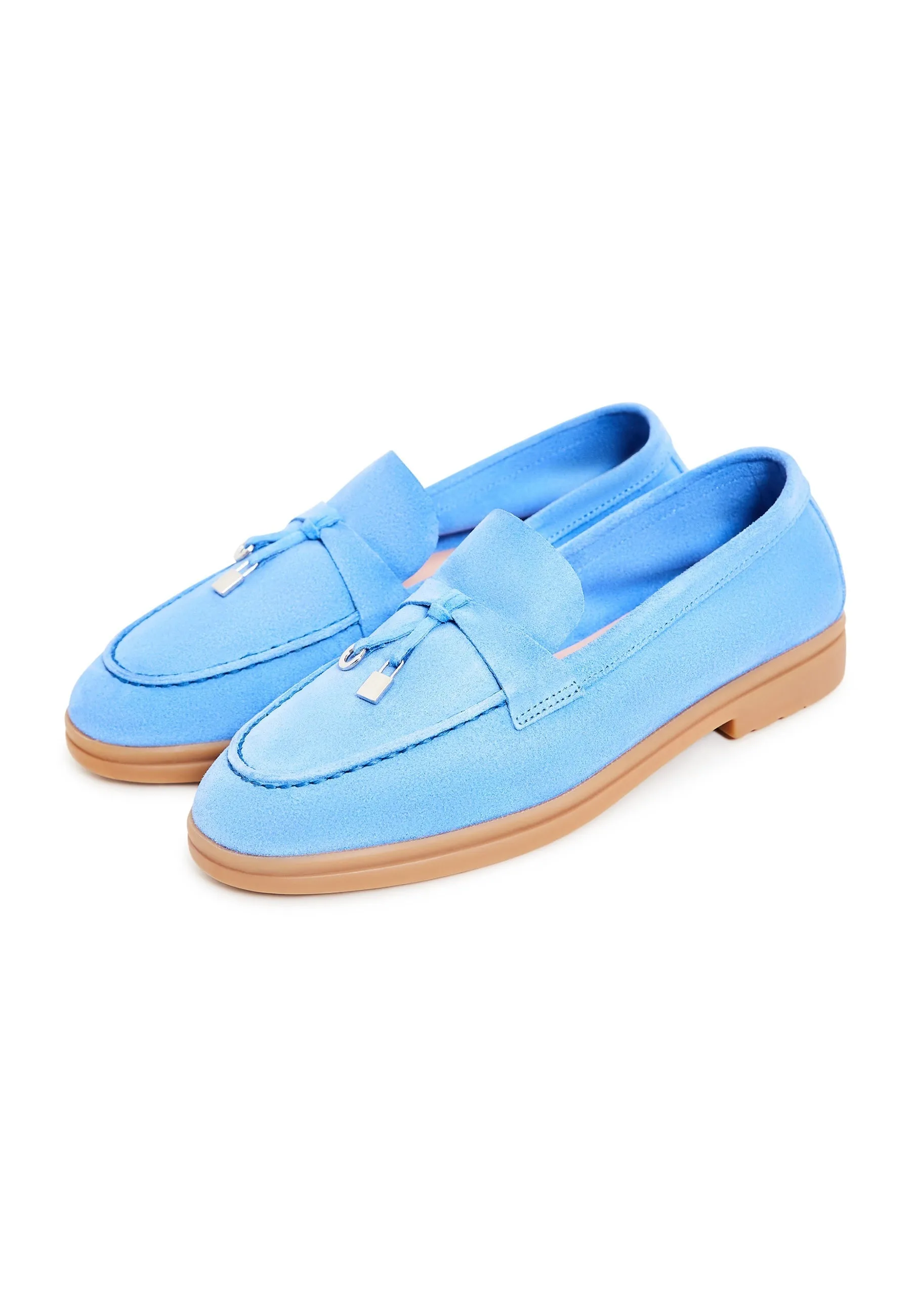 Classic Flat Sole Loafers - Light blue