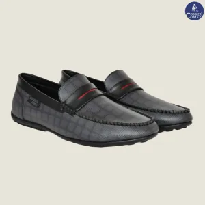 Classic Moccasins with Stylish Check Pattern | Grey