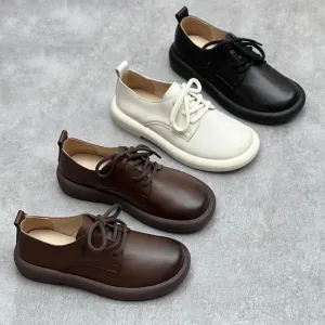 Comfortable Lace-up Genuine Leather Shoes For Women