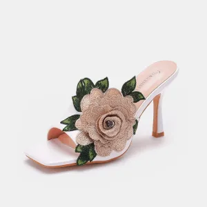 Crystal Flower Embroidery Wedding Sandals