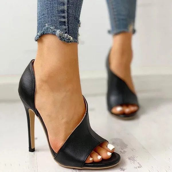 Cutout Peep Toe Thin Heeled Heels