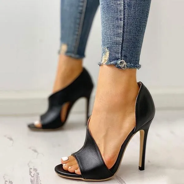 Cutout Peep Toe Thin Heeled Heels