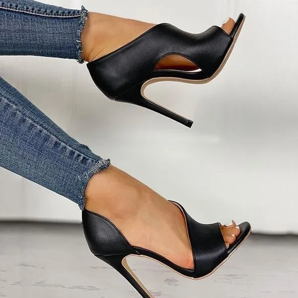 Cutout Peep Toe Thin Heeled Heels