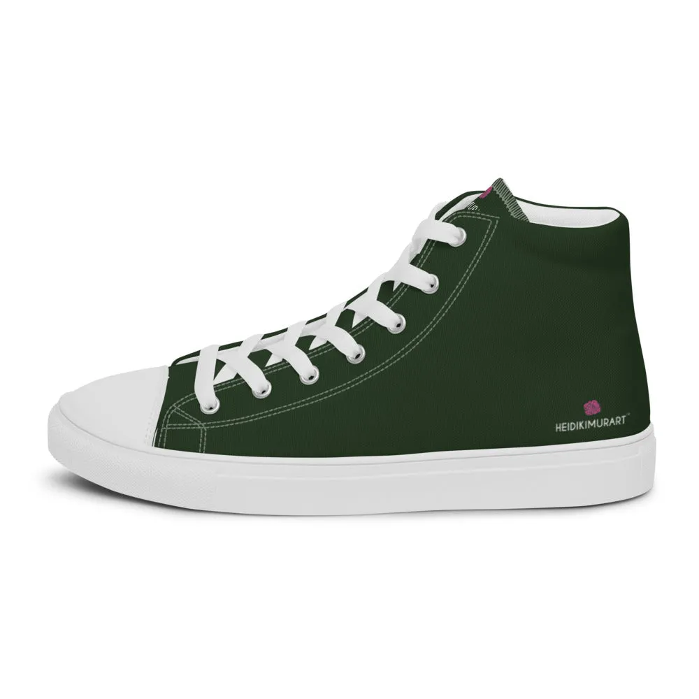 Dark Green Men's Sneakers, Solid Color Premium Canvas High Top Shoes For Fashionable Men