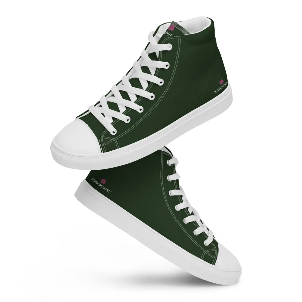 Dark Green Men's Sneakers, Solid Color Premium Canvas High Top Shoes For Fashionable Men