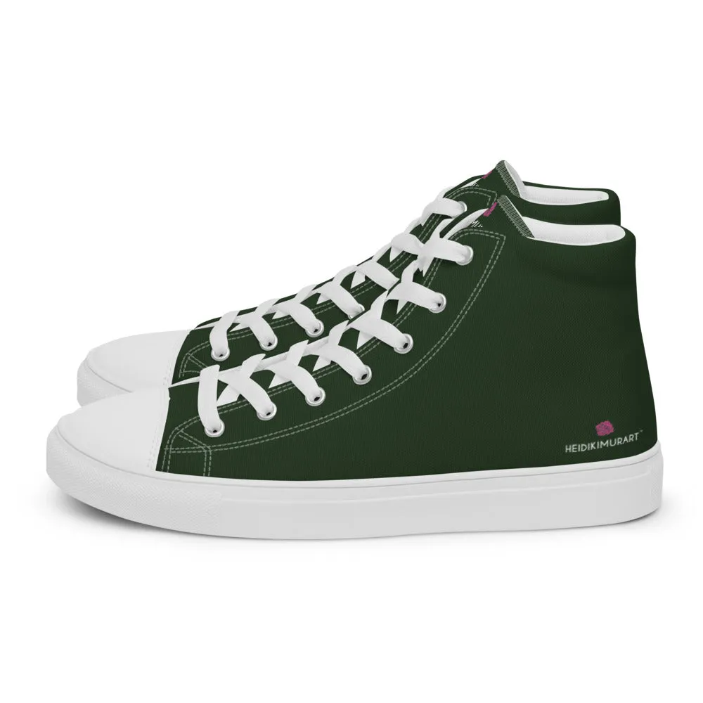 Dark Green Men's Sneakers, Solid Color Premium Canvas High Top Shoes For Fashionable Men