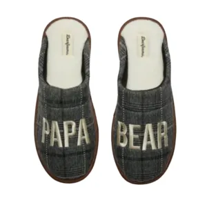 Dearfoams Men's Papa Bear Slippers Gray