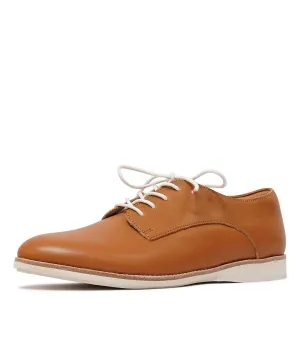 Derby Cognac Leather Lace Up Flats