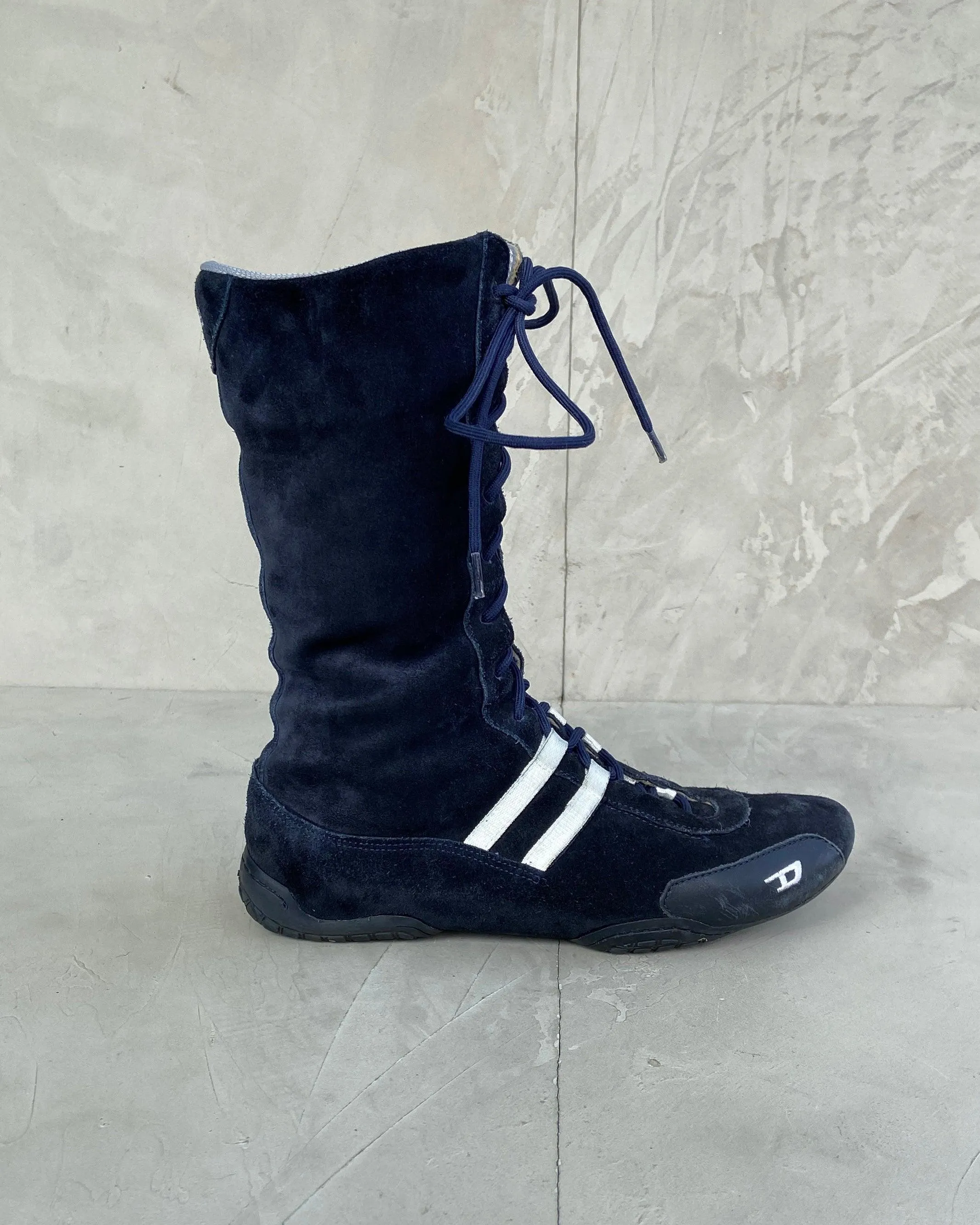 DIESEL 90'S LEATHER & SUEDE BOXING BOOTS - UK 4.5